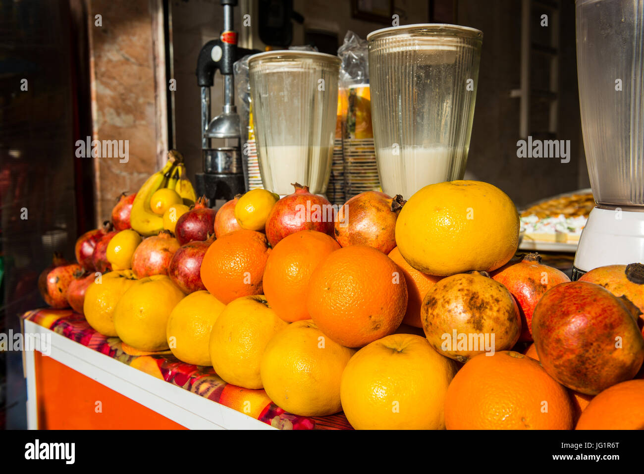 Negozio di succo a Erbil o Hawler, capitale del Kurdistan iracheno Foto Stock