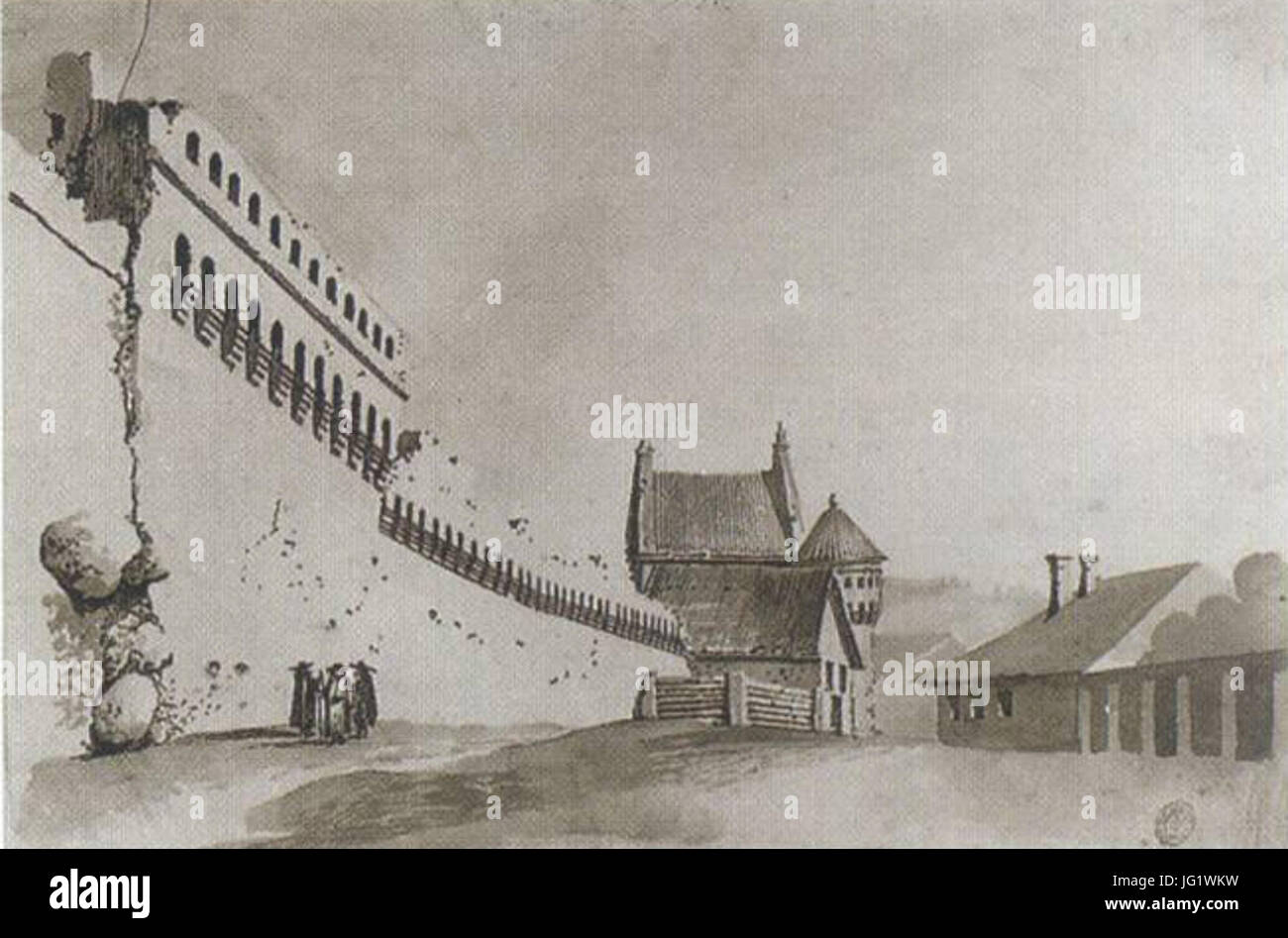 Muraglia difensiva nei pressi di Porta Subačius.Vilnius.Lituania Foto Stock