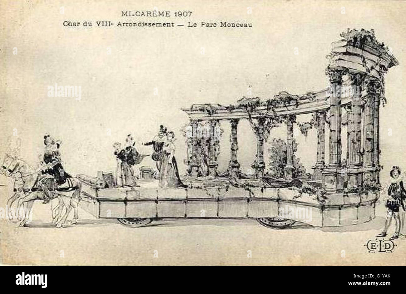 Dessin du Char du 8ème arrondissement - 1907 Foto Stock