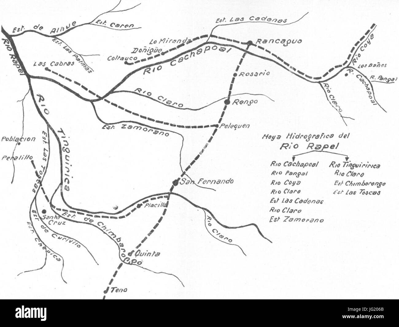 Hoya hidrografica del Río Rapel, 1938 Foto Stock