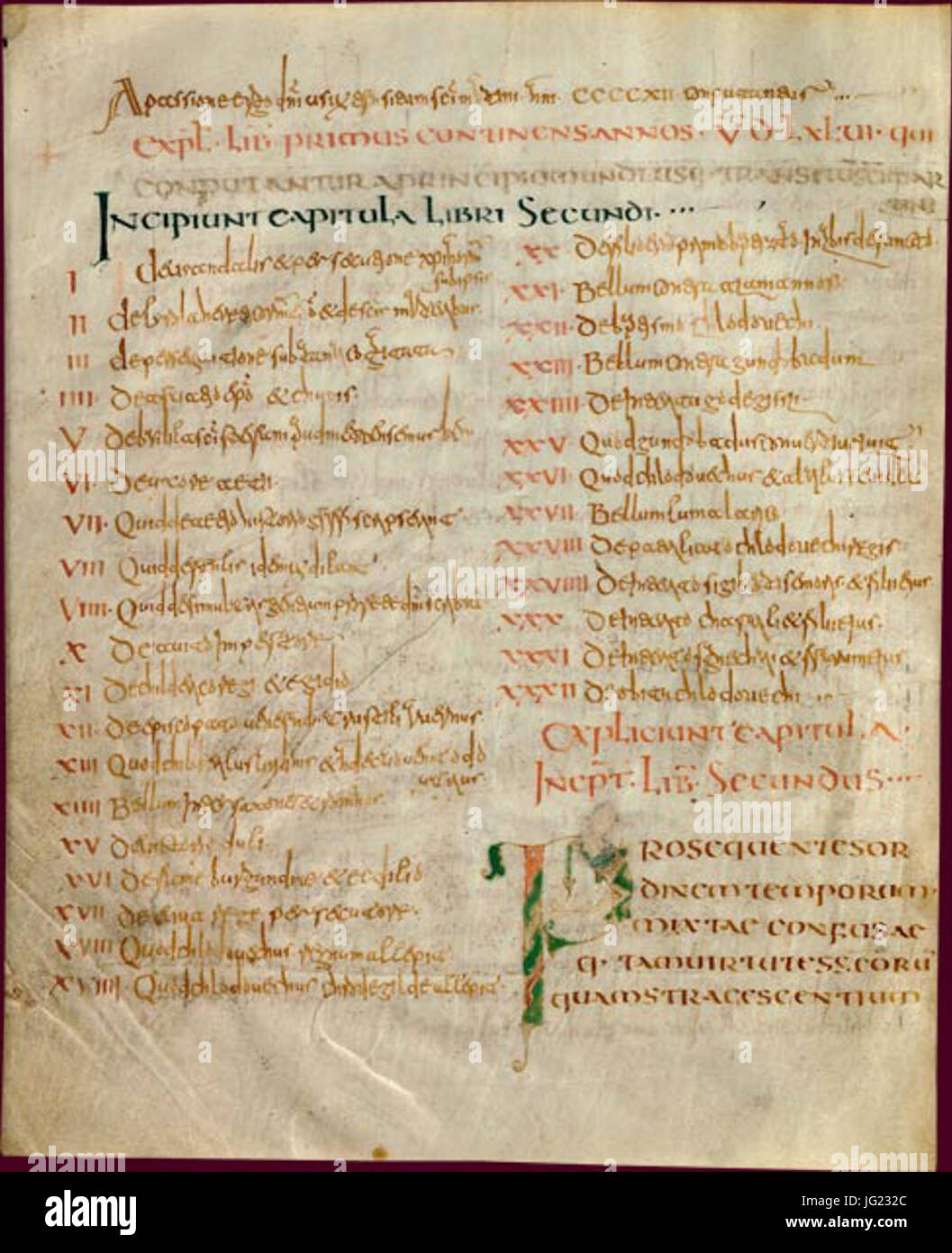 Grégoire de Tours Histoire des franchi livres 1 à 6-Initiale P en forme de ouvrant poisson le livre consacré à Clovis Foto Stock