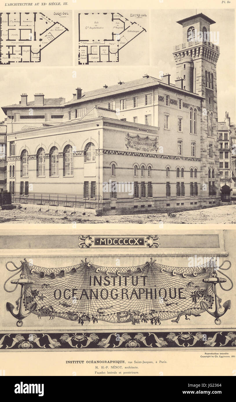Institut Océanographique de Paris-Architecture au xxo siècle Foto Stock