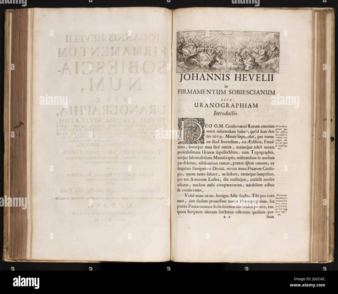Johannes Hevelius - Prodromus Astronomia - Volume III Firmamentum sobiescianum sive Uranographia - Introduzione pag. 1 Foto Stock