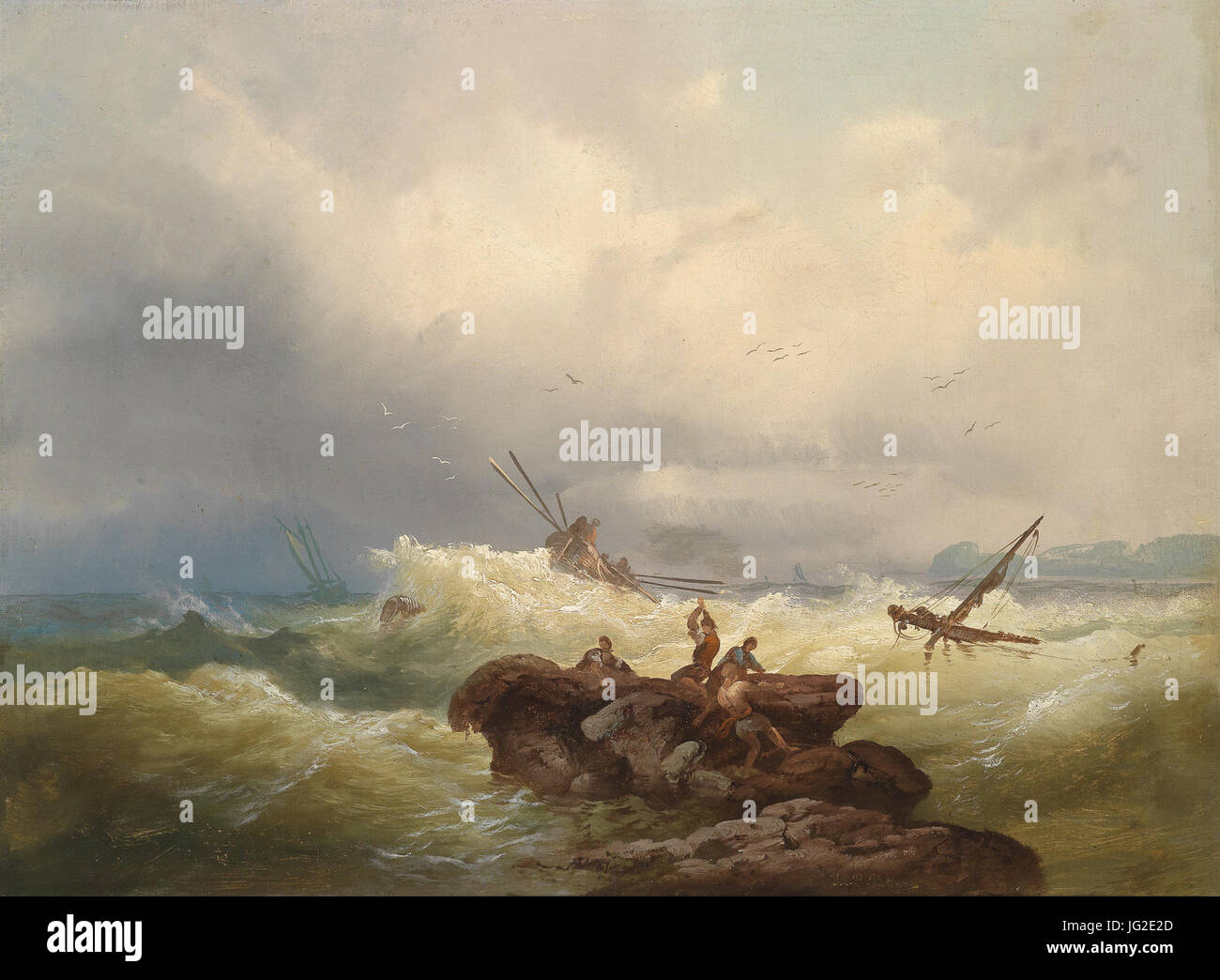 Josef Carl Berthold Püttner Rettende Felsen bei stürmischer vedere Foto Stock