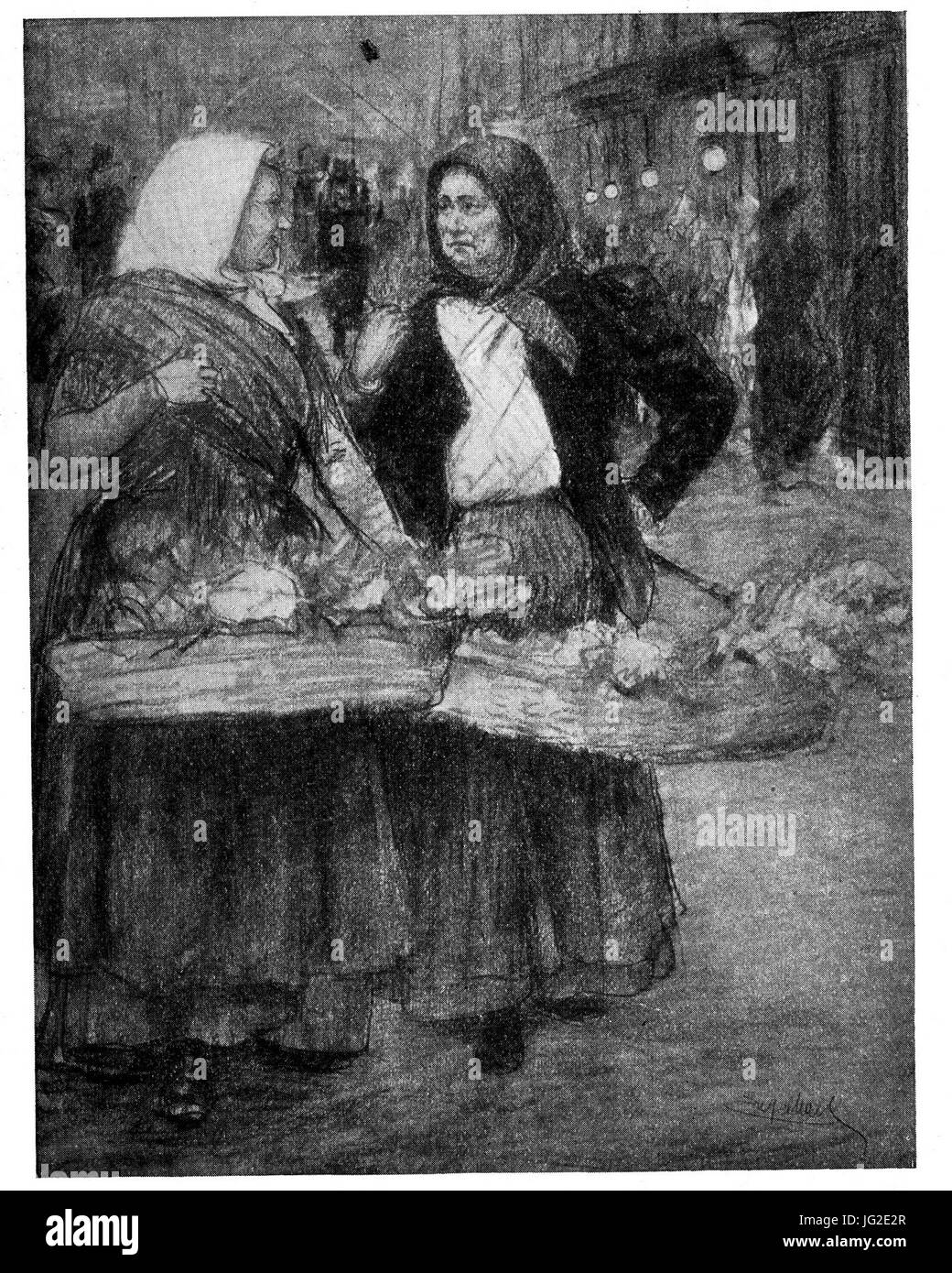 Josef Engelhart Skizze zu Wiener Blumenmädchen 1923 dgE Foto Stock