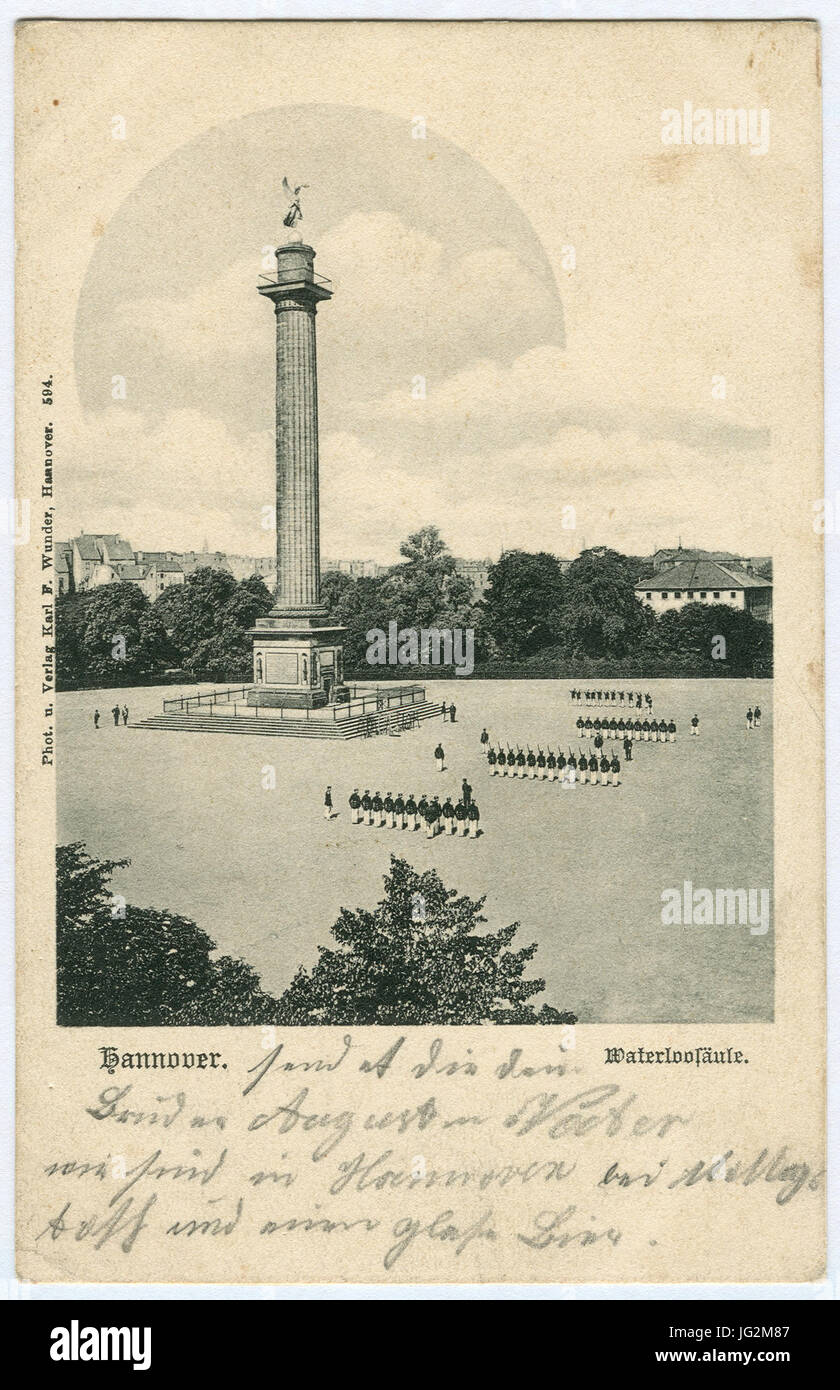 Karl F. Wunder PC 0594 Hannover. Waterloosäule Foto Stock