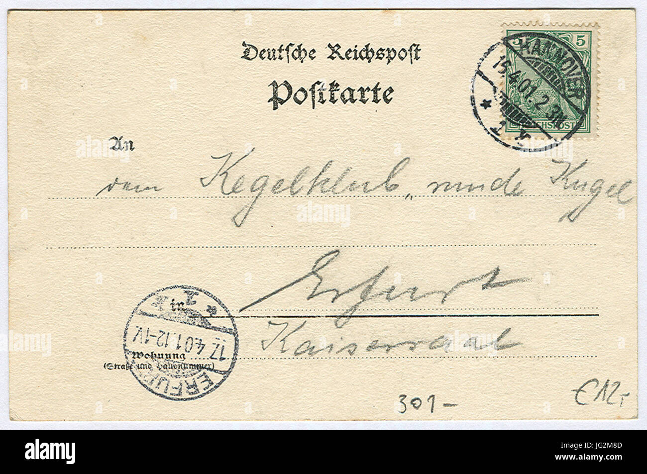 Karl F. Wunder PC 0633 Hannover. Heinrichstraße. Lato posteriore Foto Stock