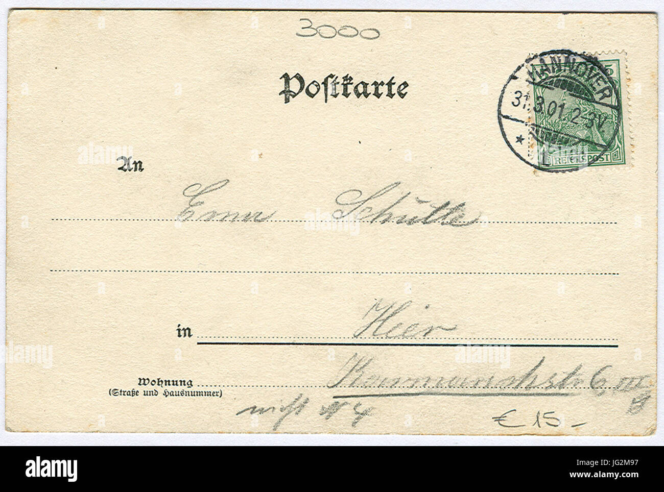 Karl F. Wunder PC 0700 Hannover. Alte Cellerheerstraße. Lato posteriore Foto Stock