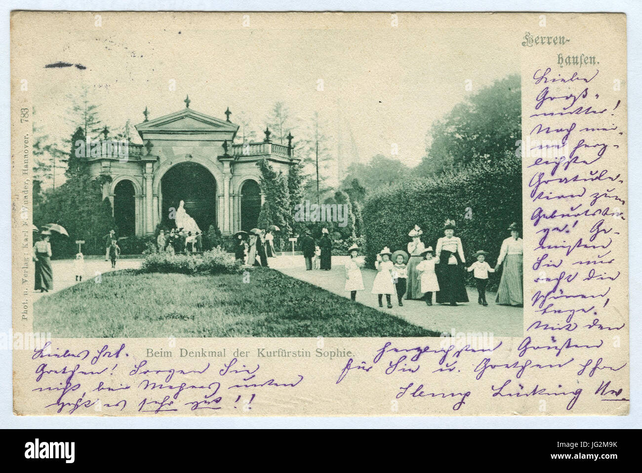 Karl F. Wunder PC 0783 Herrenhausen. Beim Denkmal der Kurfürstin Sophie Foto Stock