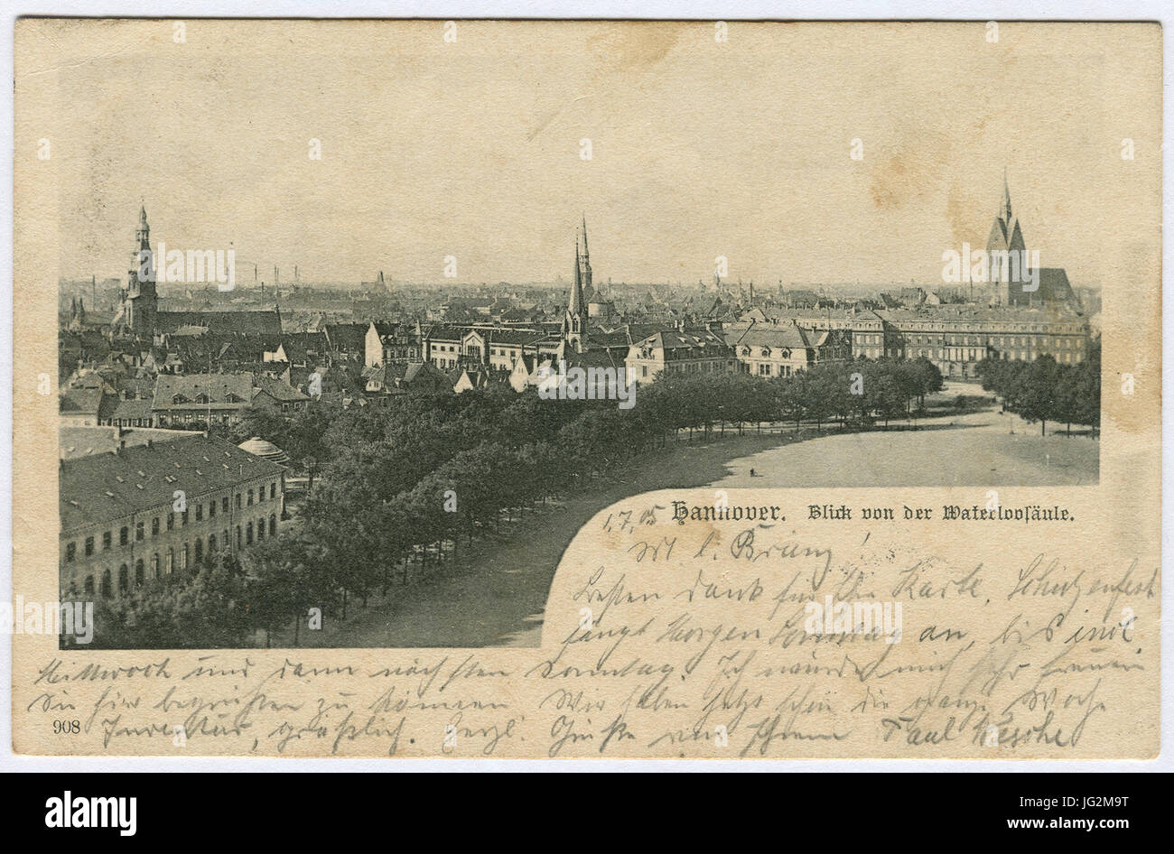 Karl F. Wunder PC 0908 Hannover. Blick von der Waterloosäule Foto Stock