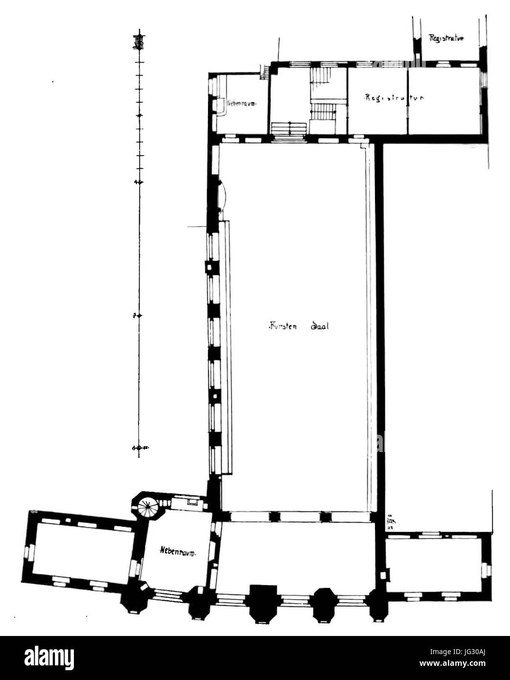 Lüneburg 082 Rathaus Grundriss Obergeschoss am Markt Foto Stock