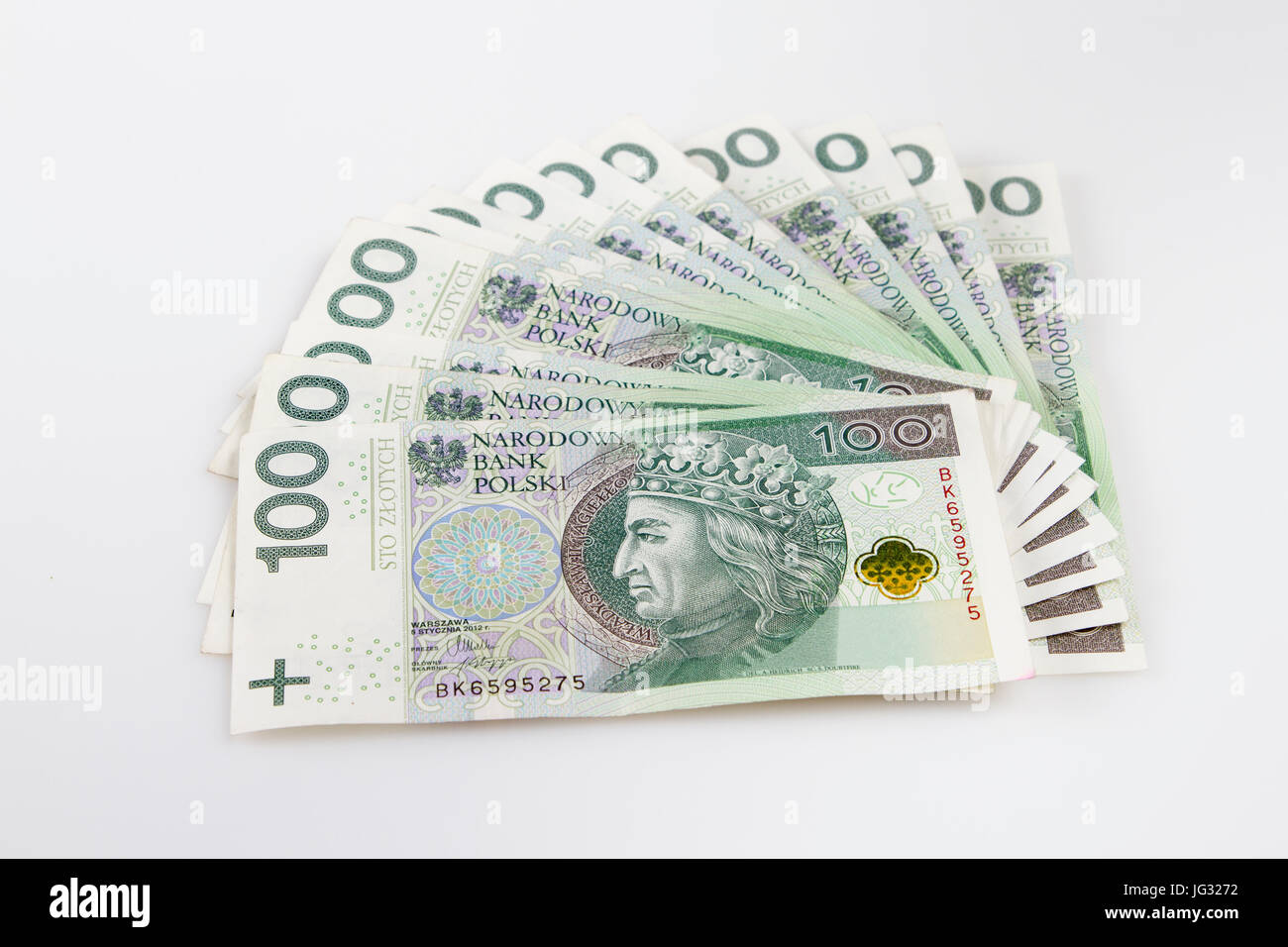 Varsavia, Polonia - 1 Luglio 2017: valuta polacca. Fan di Polish Zloty 100 banconote. Foto Stock