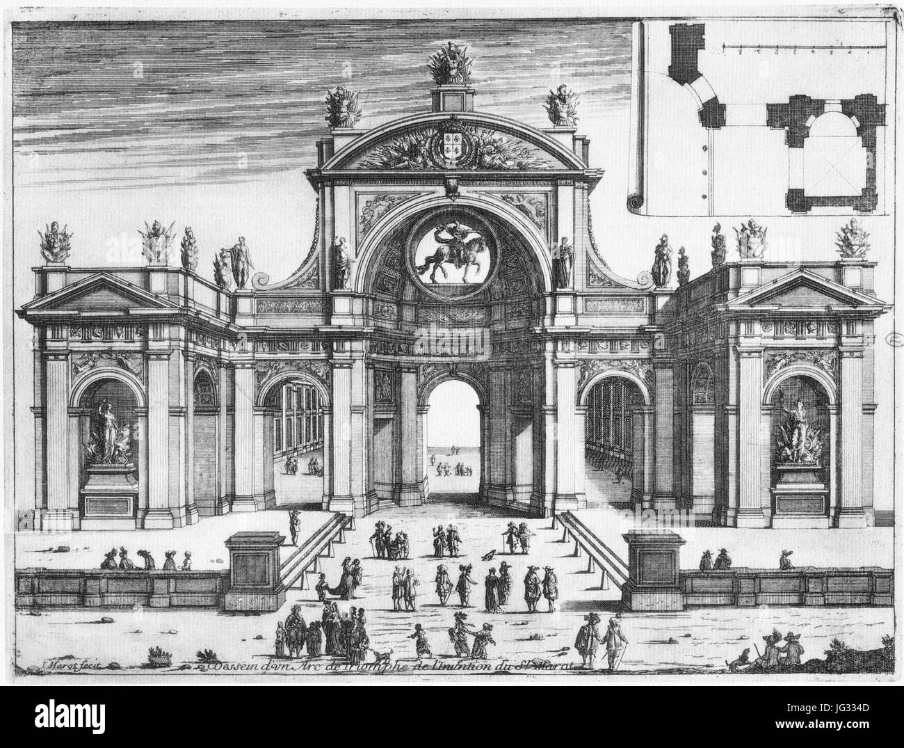 L'Architecture française (Marot) - Damiron 1967 ex117-007 Arc de Triomphe par Marot Foto Stock