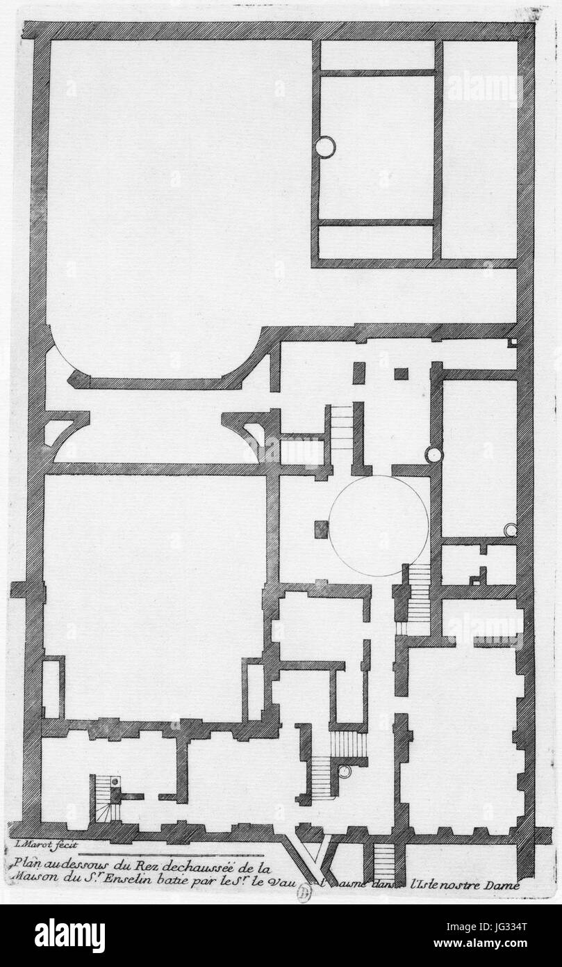 L'Architecture française (Marot) - Damiron 1967 ex117-015 Hôtel Hesselin, dessous du rez de chaussée Foto Stock