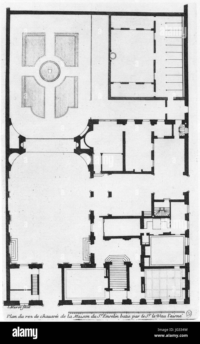 L'Architecture française (Marot) - Damiron 1967 ex117-016 Hôtel Hesselin, rez de chaussée Foto Stock