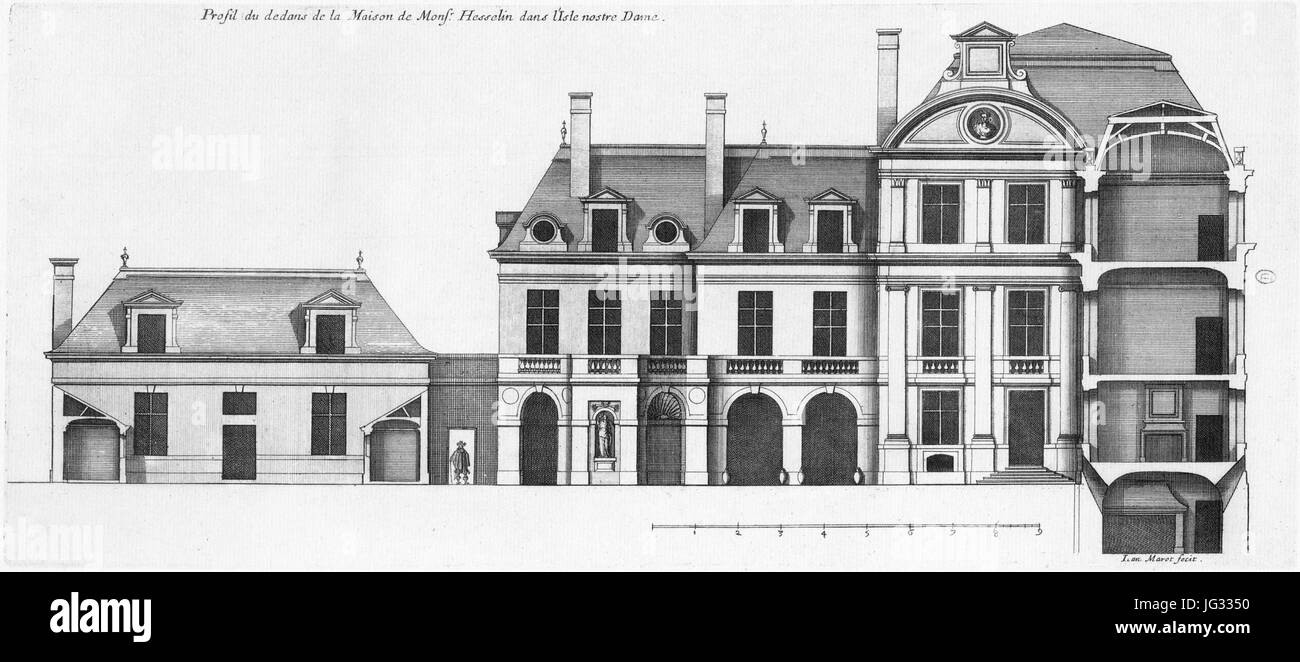 L'Architecture française (Marot) - Damiron 1967 ex117-019 Hôtel Hesselin, Profil de dedans Foto Stock