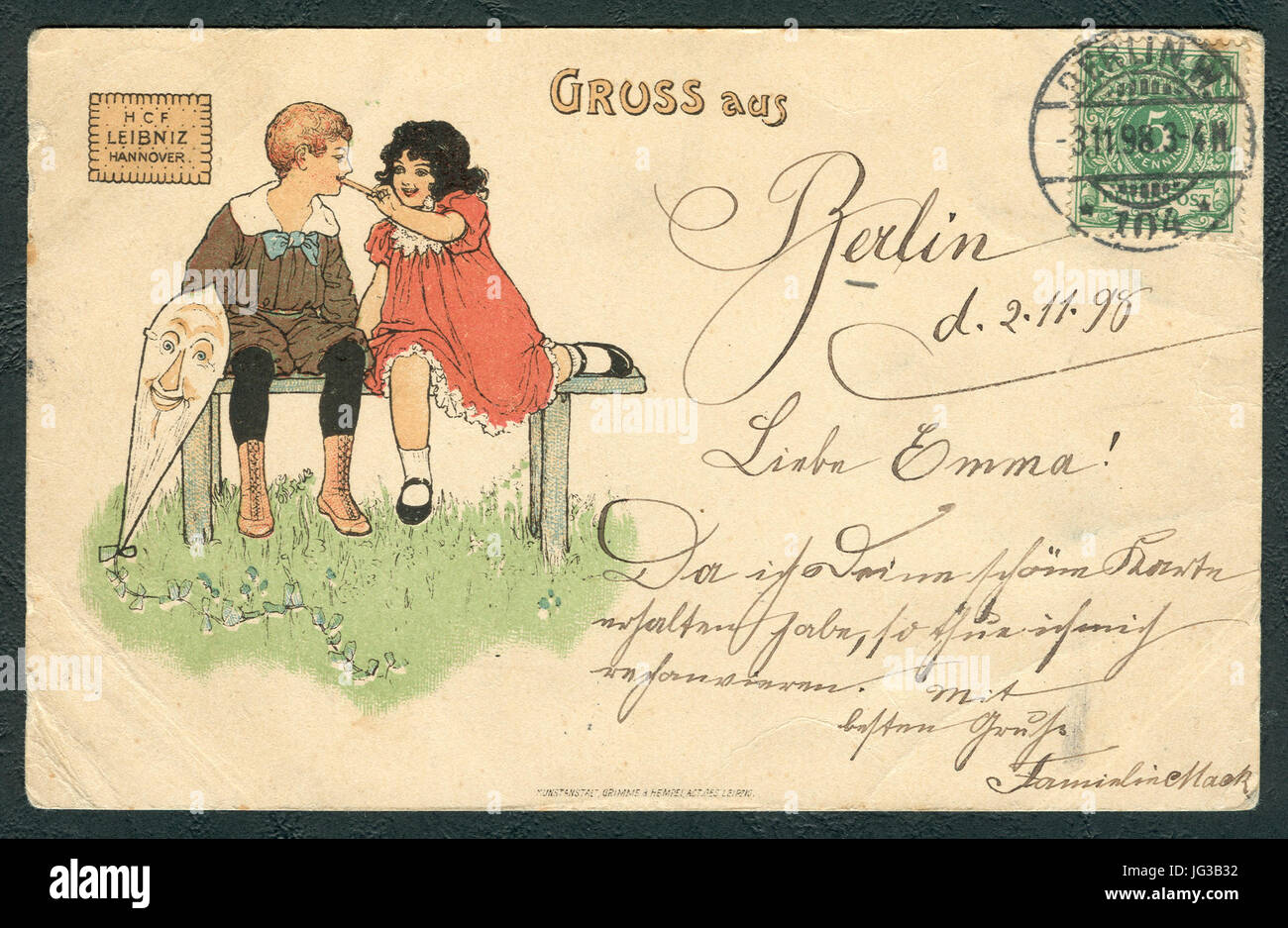 H.C.F. Leibniz di Hannover Bahlsen saluto aus, 1 Foto Stock