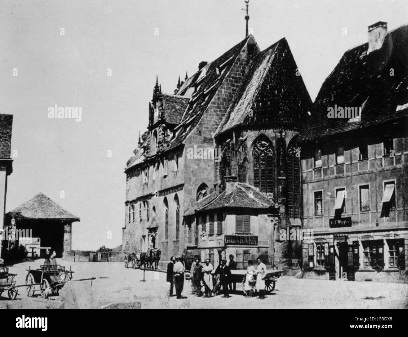 Heilbronn Katharinenspital mit Neckarbrücke Ludwig Hartmann 1865 Foto Stock
