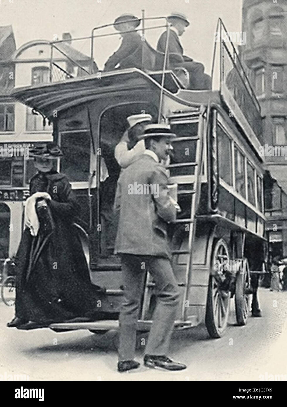 Hestetrukken omnibus på Strøget Foto Stock