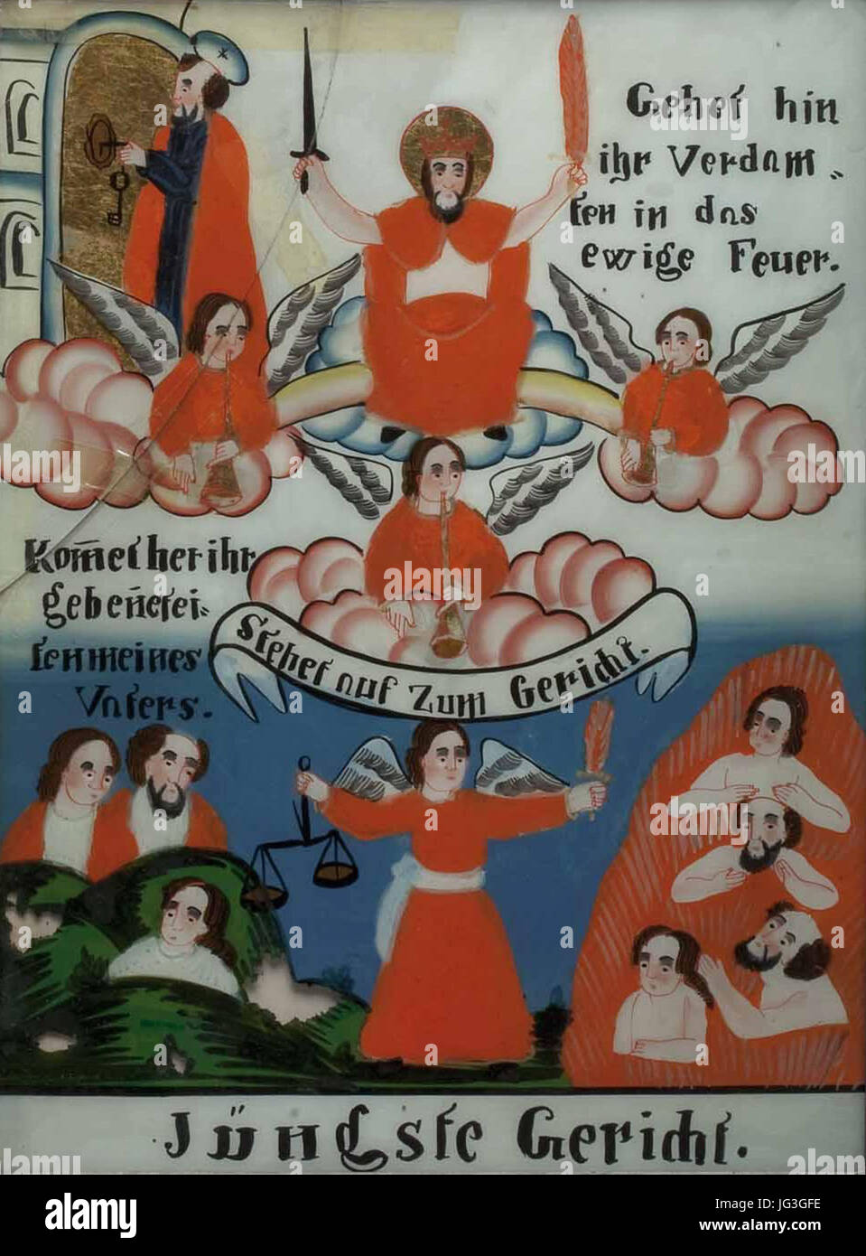 Hinterglasbild Jüngste Gericht Foto Stock