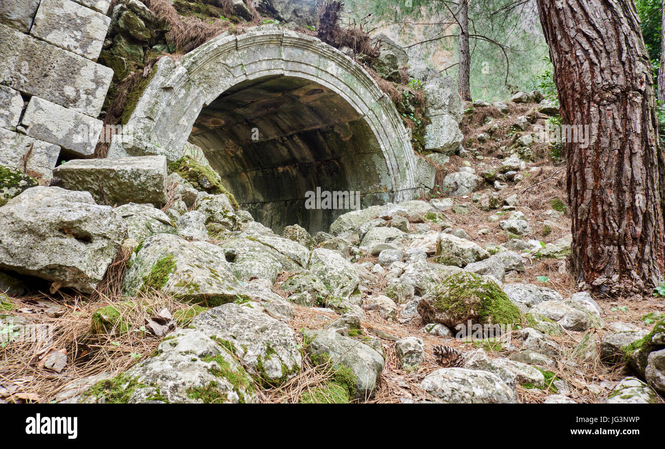 Teatro in le antiche rovine romane di Olympos. Lycia, Antalya. La Turchia. Foto Stock