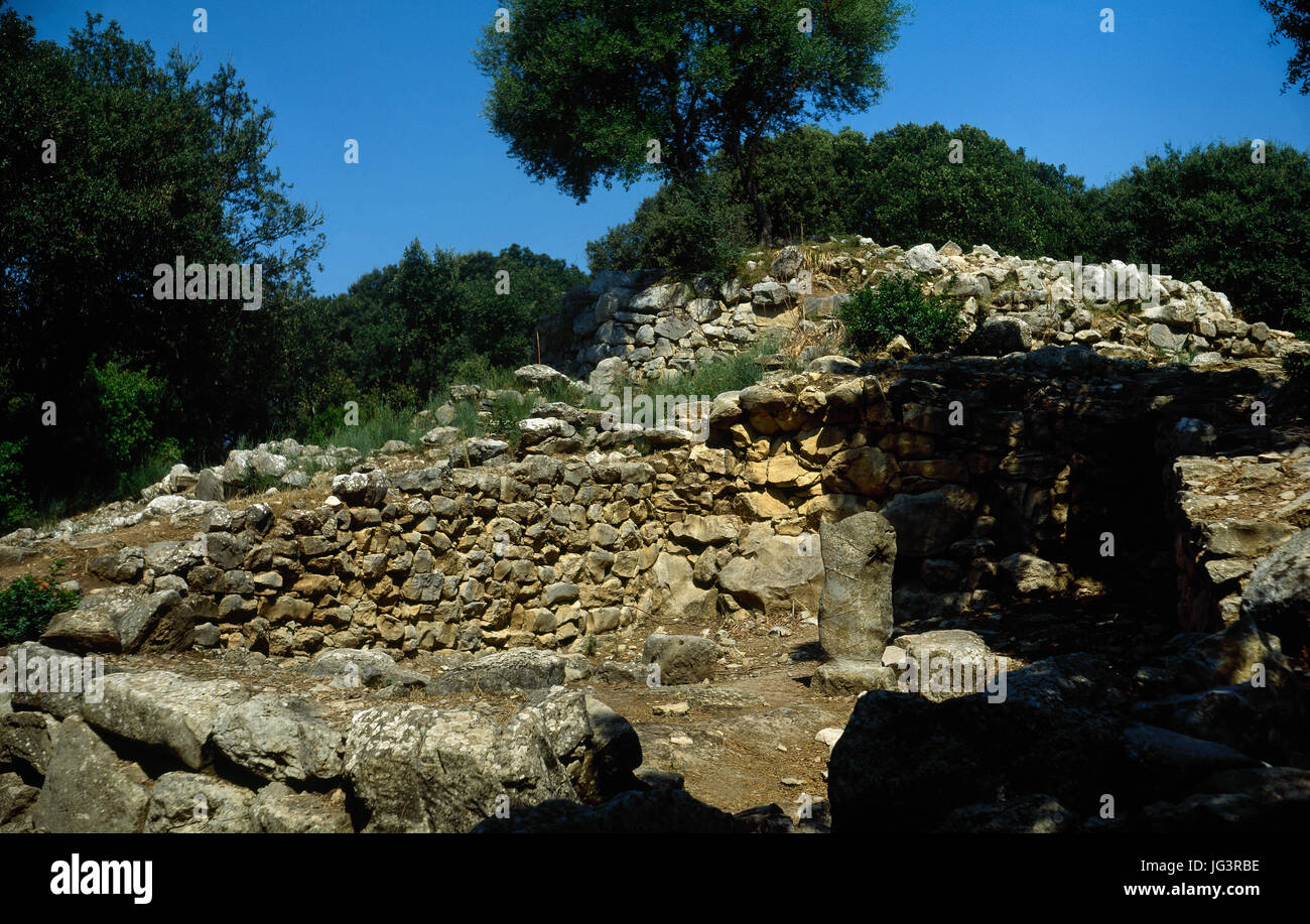 Ses Païses. Età del Bronzo insediamento talaiotico. Camera Hypostlyle. Arta, Maiorca, isole Baleari, Spagna. Foto Stock