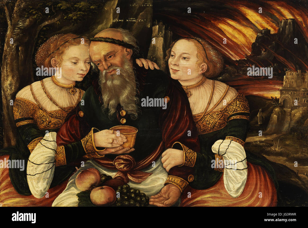 Lucas Cranach d.J. (Werkst.) - lotto und seine Töchter Foto Stock