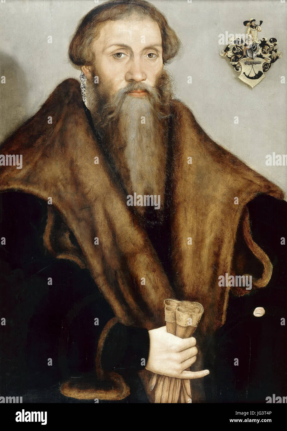 Lucas Cranach II - Bildnis des sächsischen Juristen Leonhard Badehorn Foto Stock