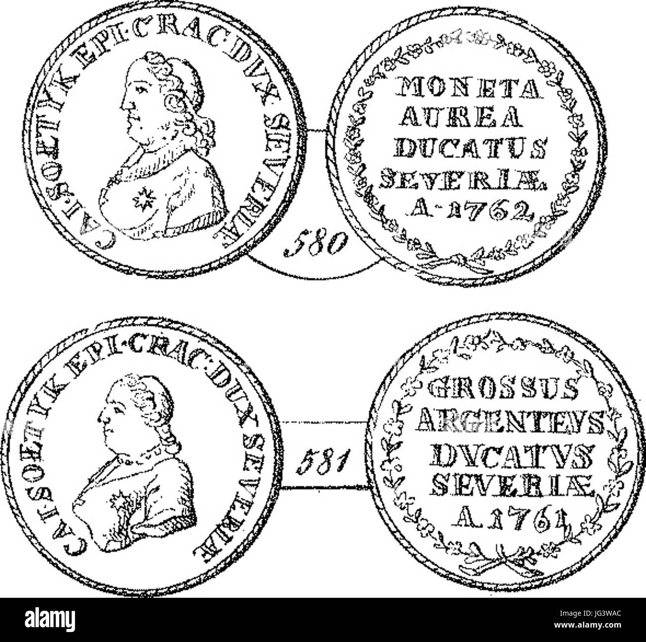 Monety Księstwa Siewierskiego Foto Stock