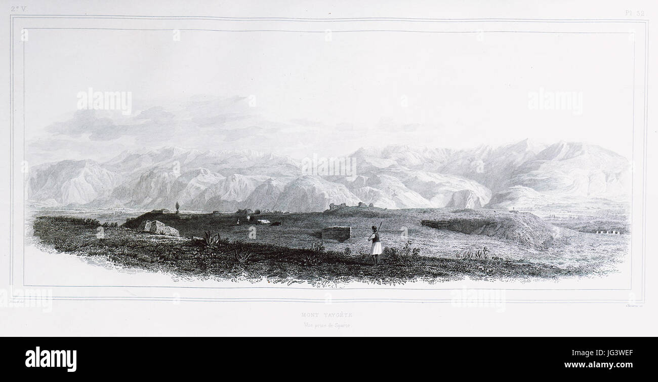Mont Taygète Vue prise de Sparte - Blouet Guillaume-abel - 1831 Foto Stock