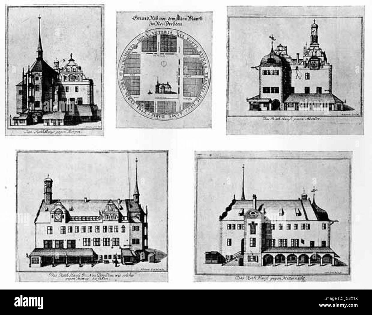Moritz Bodenehr Altes Rathaus Am Altmarkt in Dresden Foto Stock