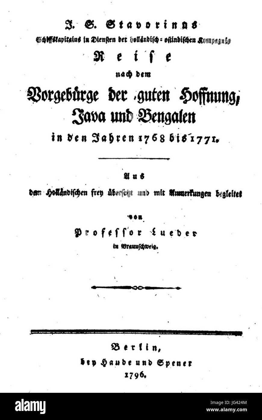Lueder - Reise nach Vorgebürge dem der guten Hoffnung, Java und Bengalen in den Jahren 1768 bis 1771 Foto Stock