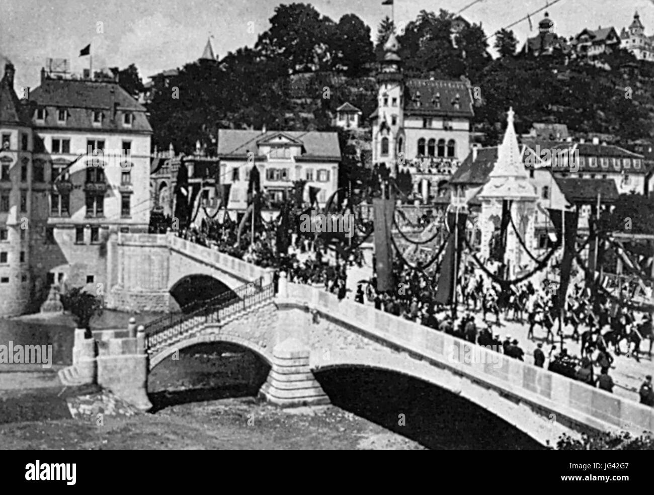 Einweihung Neckarbrücke 1901 Foto Stock