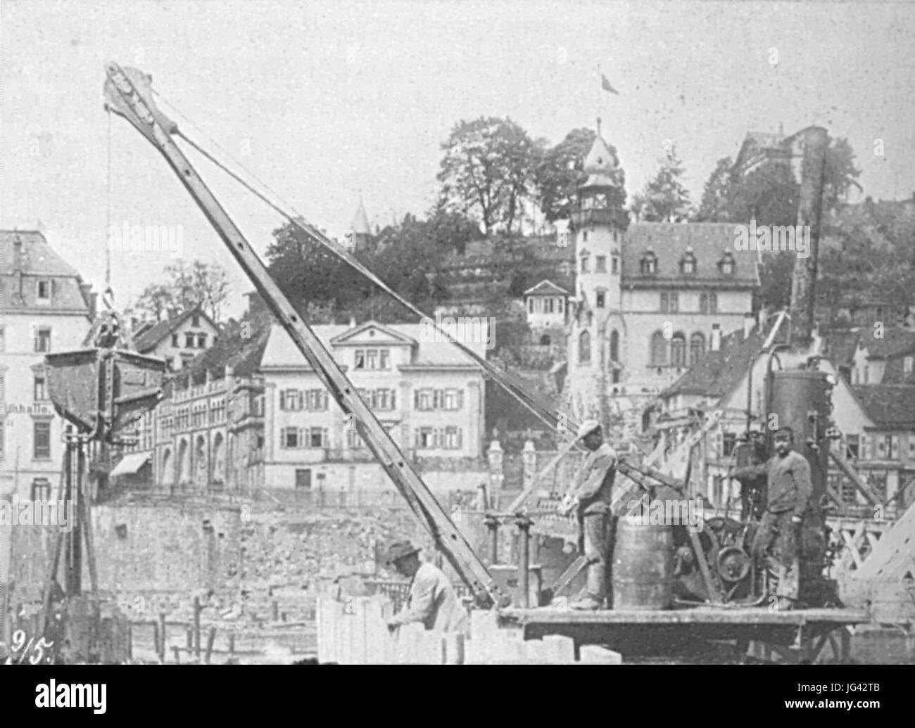 Neubau Neckarbrücke 1901 Foto Stock
