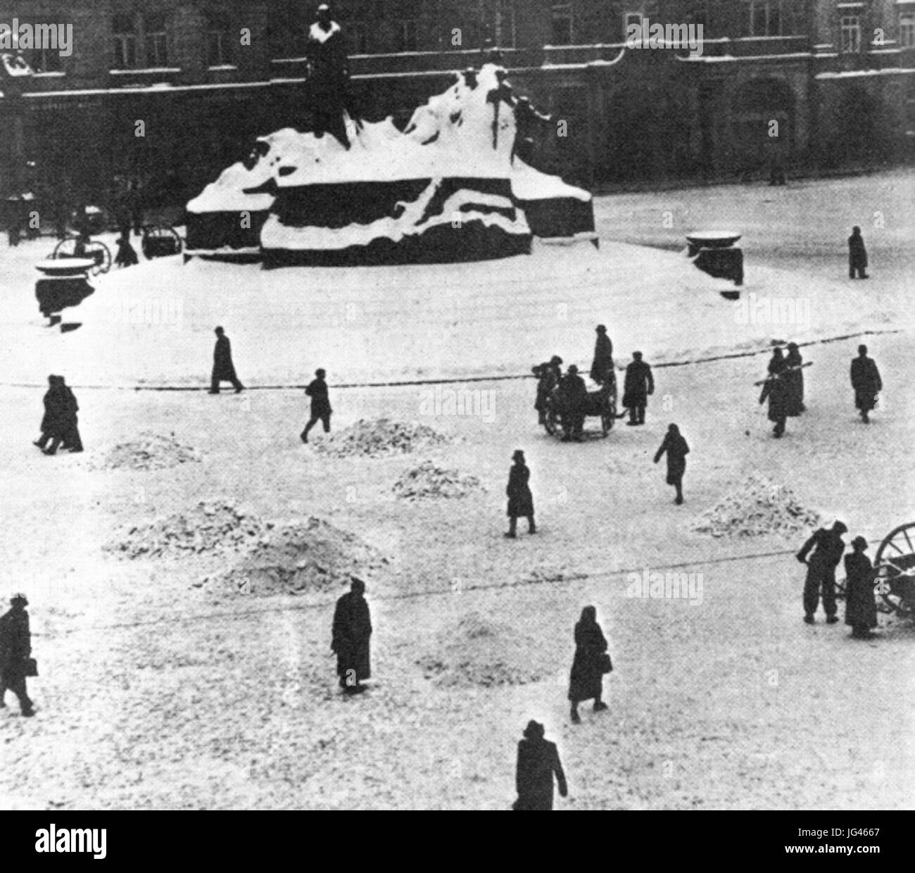 Odklízení sněhu v Praze Foto Stock