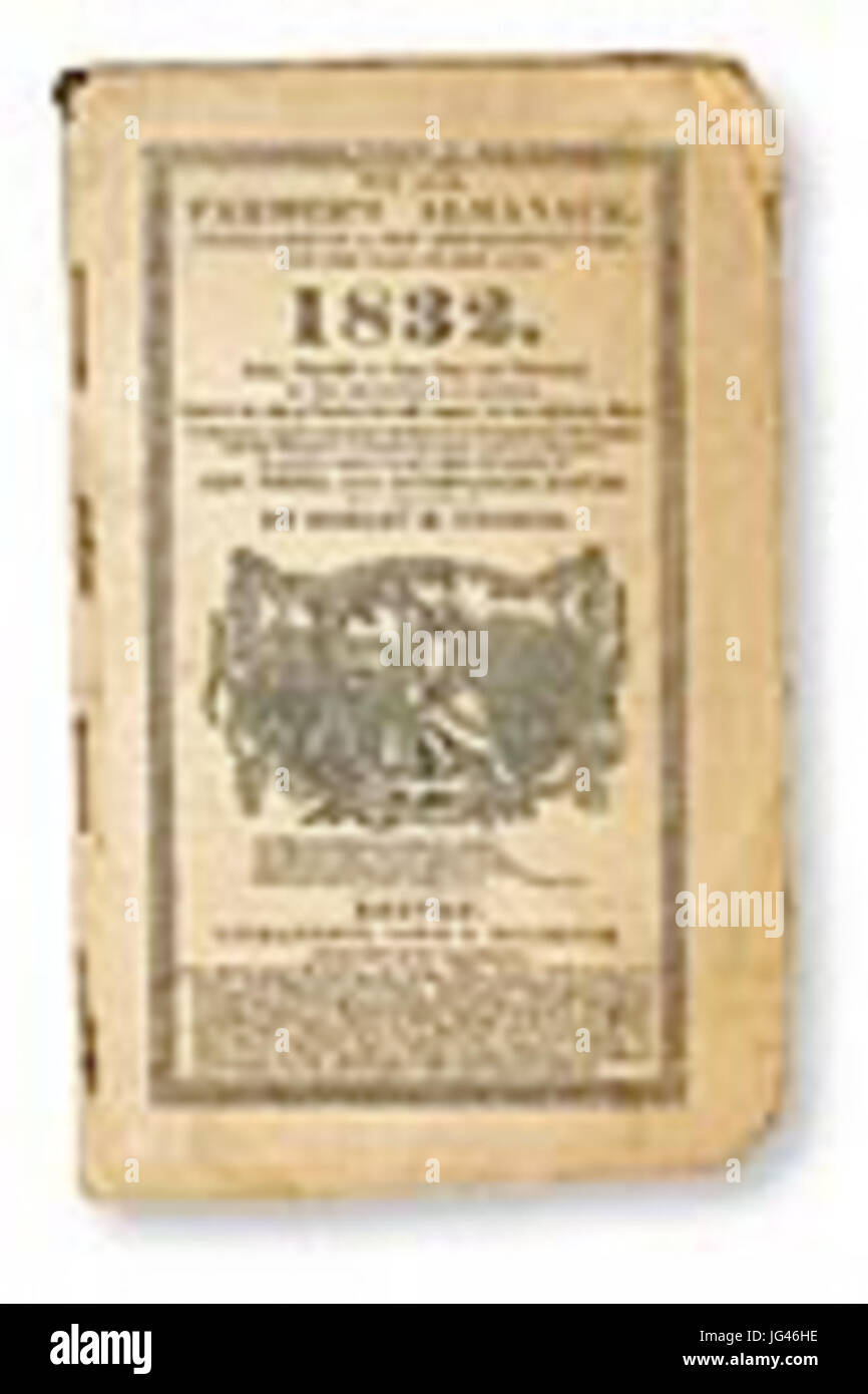Vecchio contadino s Almanacco coperchio 1832 Foto Stock