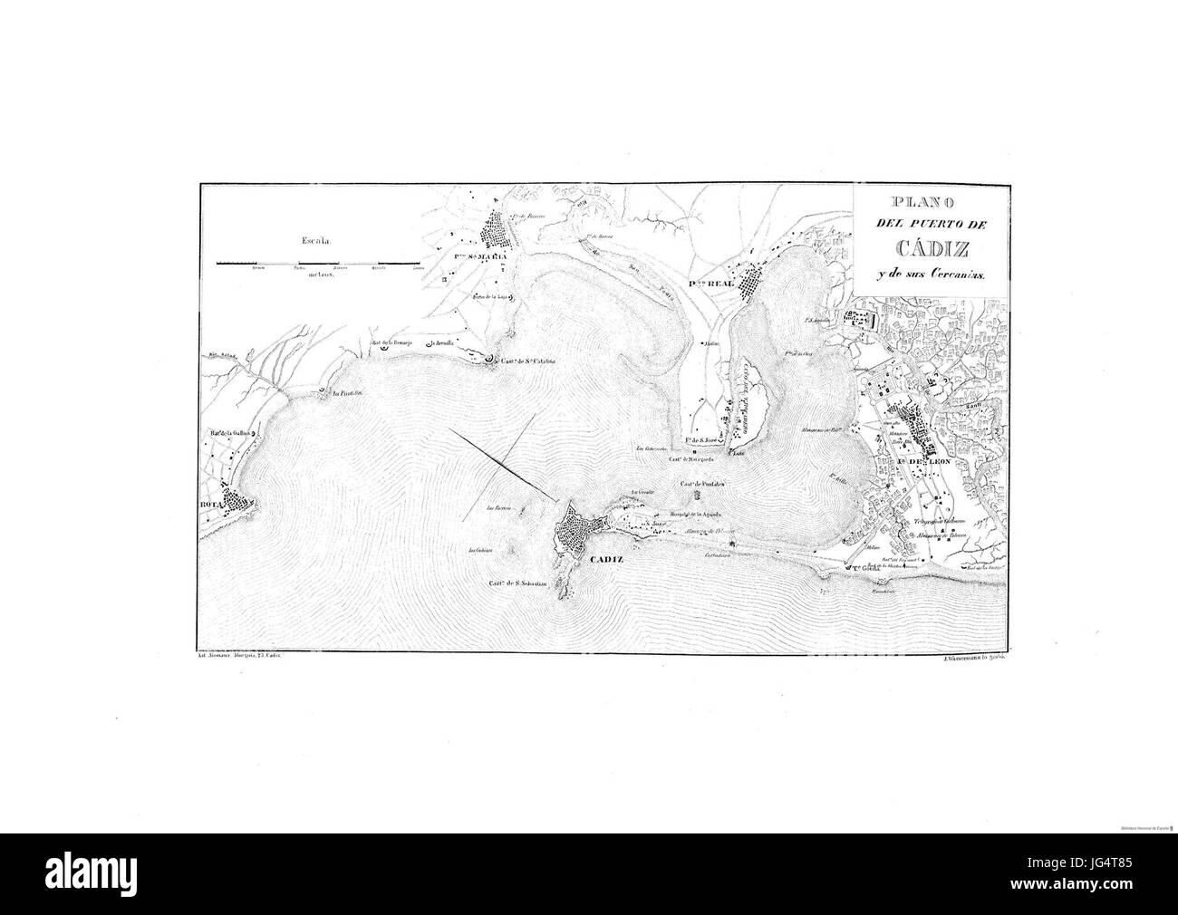 Plano puerto Cádiz Foto Stock