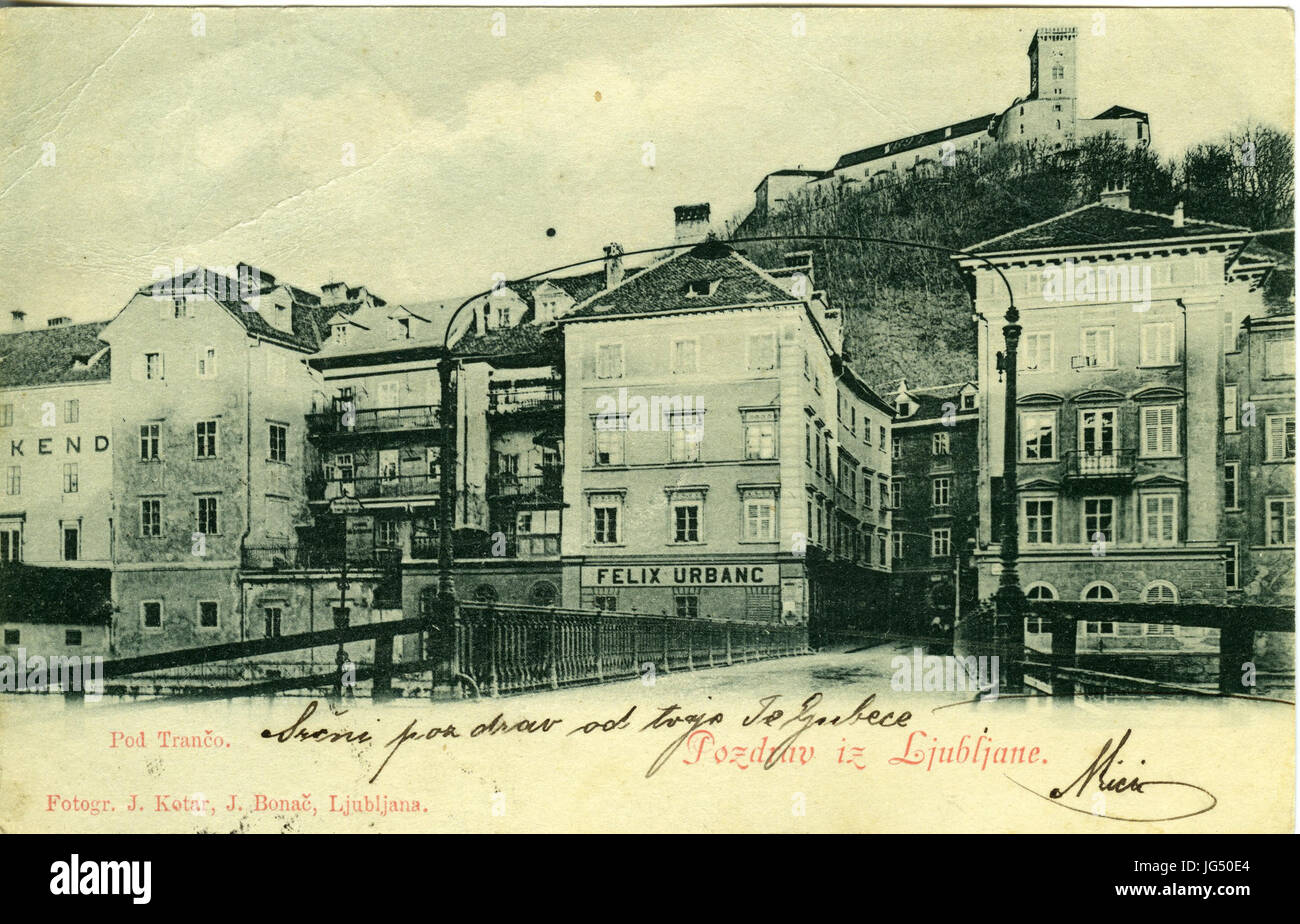 Cartolina di Ljubljana-Pod Trančo 1899 Foto Stock
