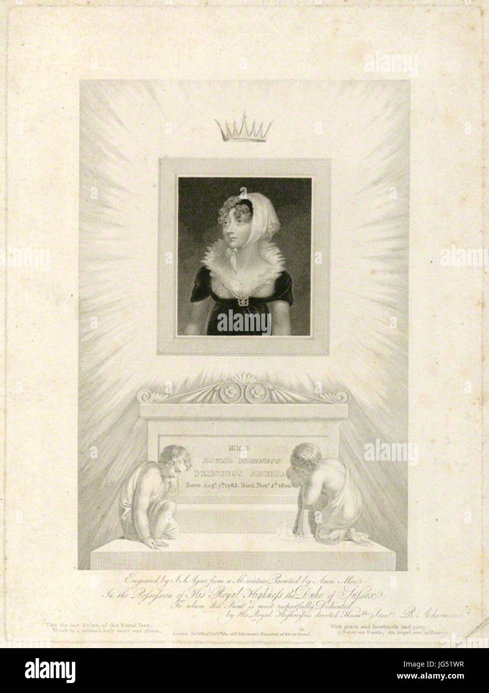 La principessa Amelia da John Samuel Agar, pubblicato da Rudolph Ackermann, dopo Anne Mee (née Foldsone) Foto Stock