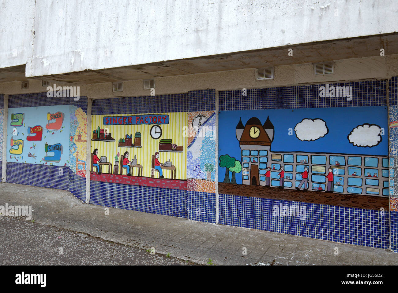 Storia dell'arte a Clydebank murales cantante semina di fabbrica della macchina Foto Stock