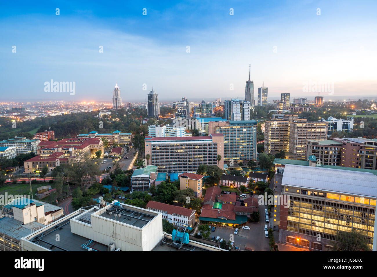 Moderno paesaggio urbano di Nairobi - La città capitale del Kenya, Africa orientale Foto Stock