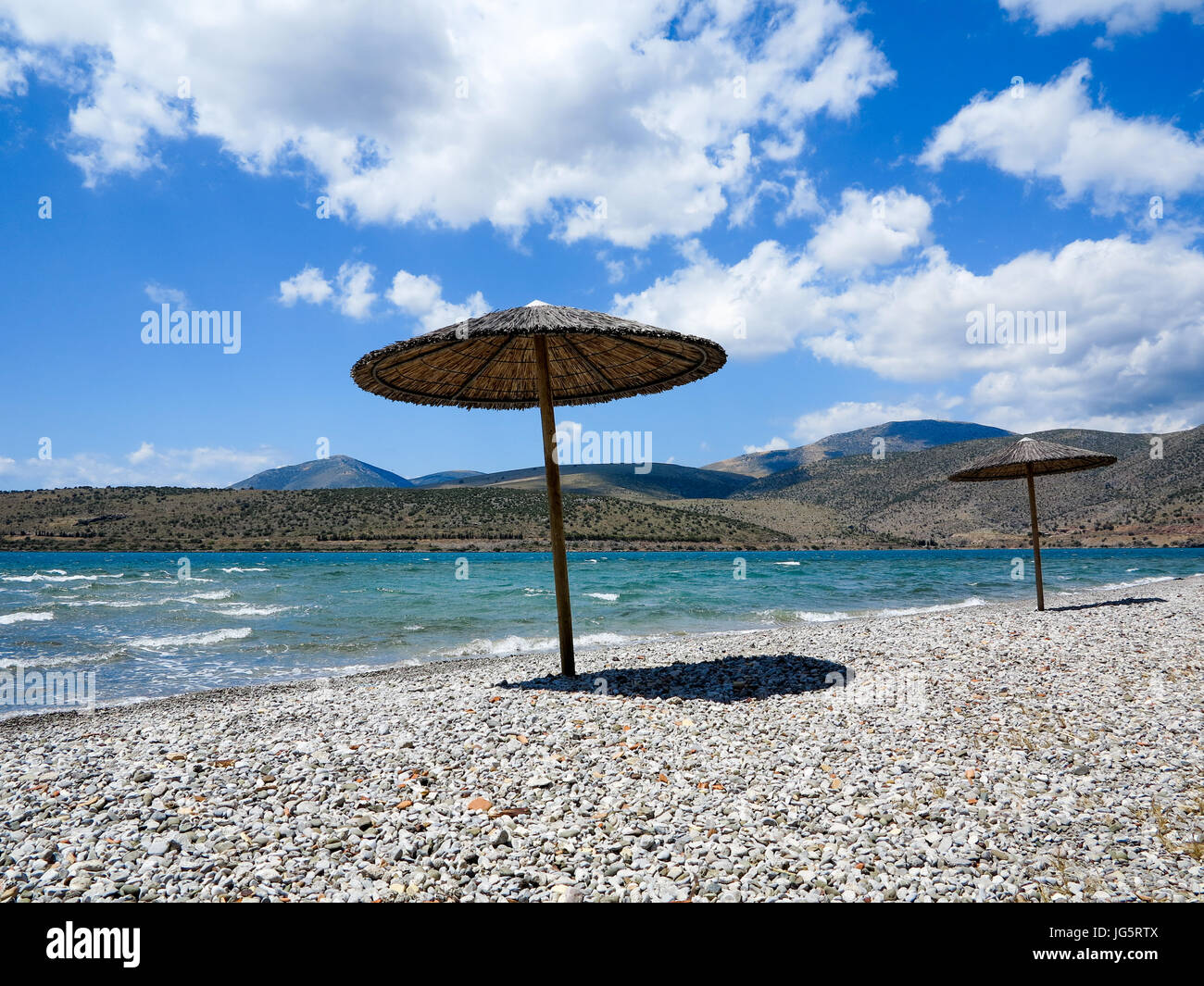 Pantina parasole sulla Costa sassosa Foto Stock