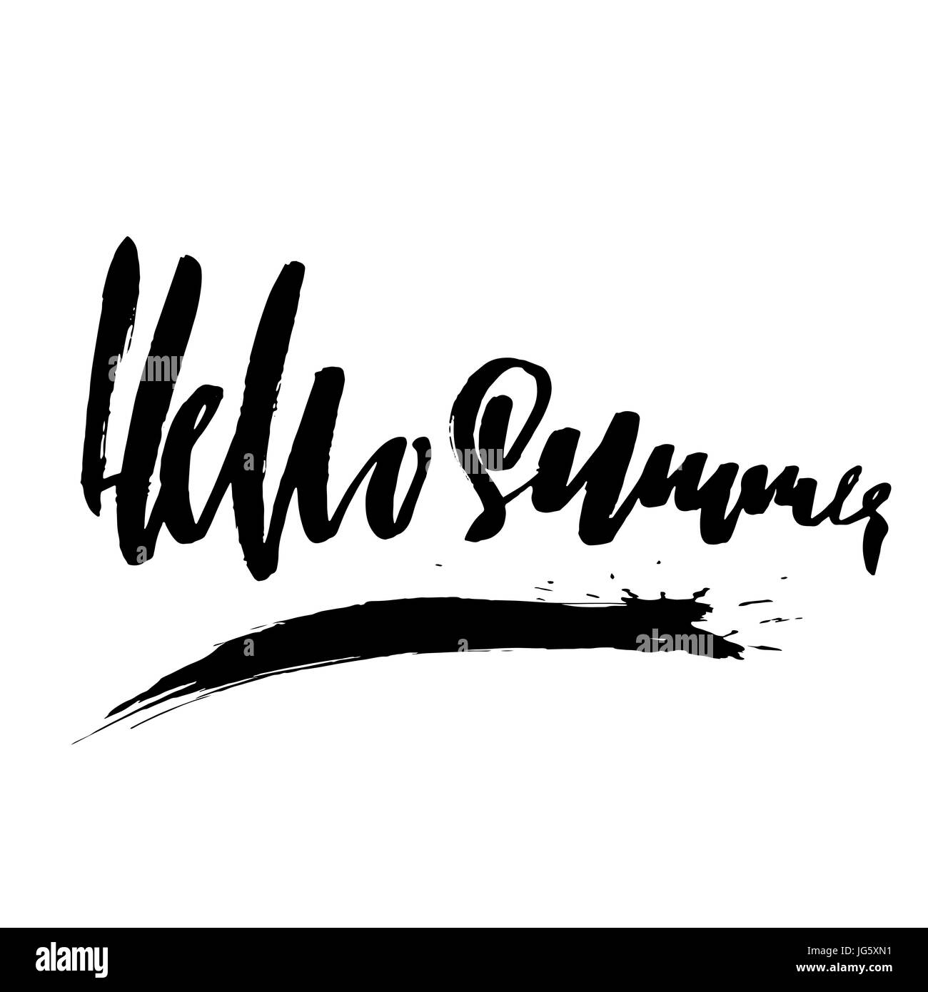 Ciao estate. Disegnato a mano spazzola moderno lettering. Illustrazione Vettoriale. Tipografia bunner. Illustrazione Vettoriale