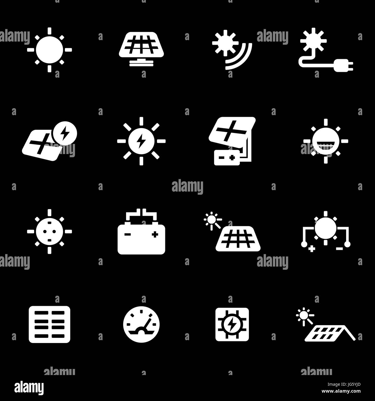 Bianco di vettore di energia solare set di icone Illustrazione Vettoriale