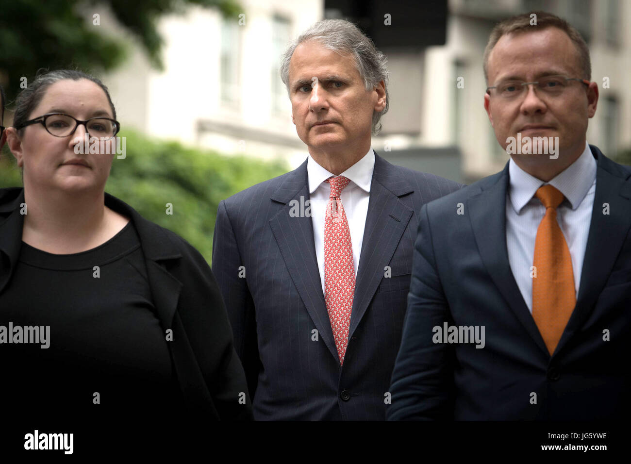 Ex Barclays executive Thomas Kalaris arriva a Westminster Magistrates' Court, dove lui ed ex Barclays chief executive John Varley e due ex colleghi, Roger Jenkins e Richard giuramento, faccia le tasse su offerte di lato colpito durante la raccolta di fondi di emergenza all'altezza della crisi finanziaria. Foto Stock