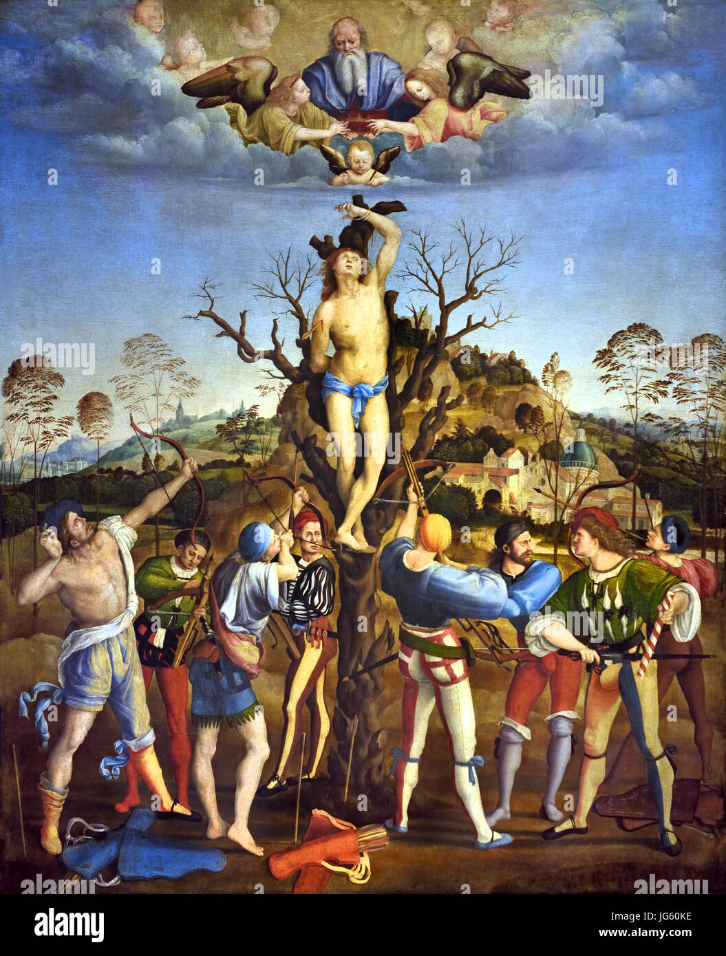 Il Martirio di San Sebastiano 1510 Girolamo Genga (1476 - 1551) Urbino pittore rinascimentale Italia Italiano Foto Stock