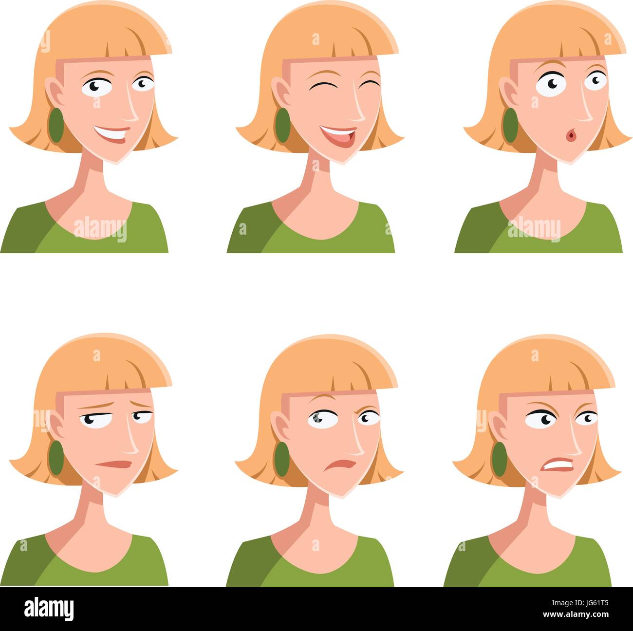 Set di donna faccia icone Illustrazione Vettoriale