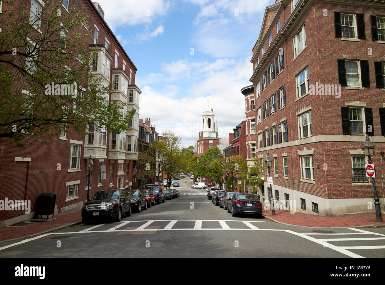 Visualizza in basso Mount Vernon street beacon hill Boston STATI UNITI D'AMERICA Foto Stock