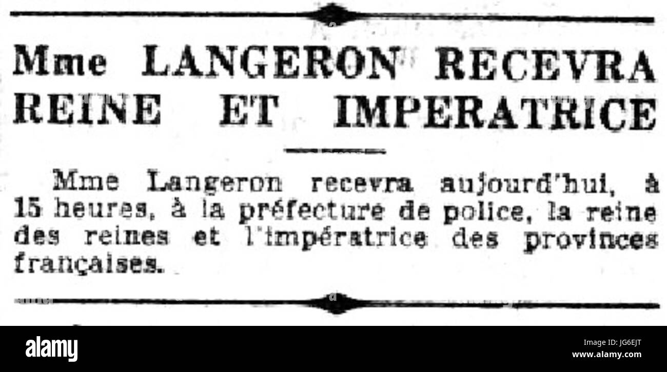 Réception de la Reine des reines à la Préfecture de police di Parigi - 1935 Foto Stock