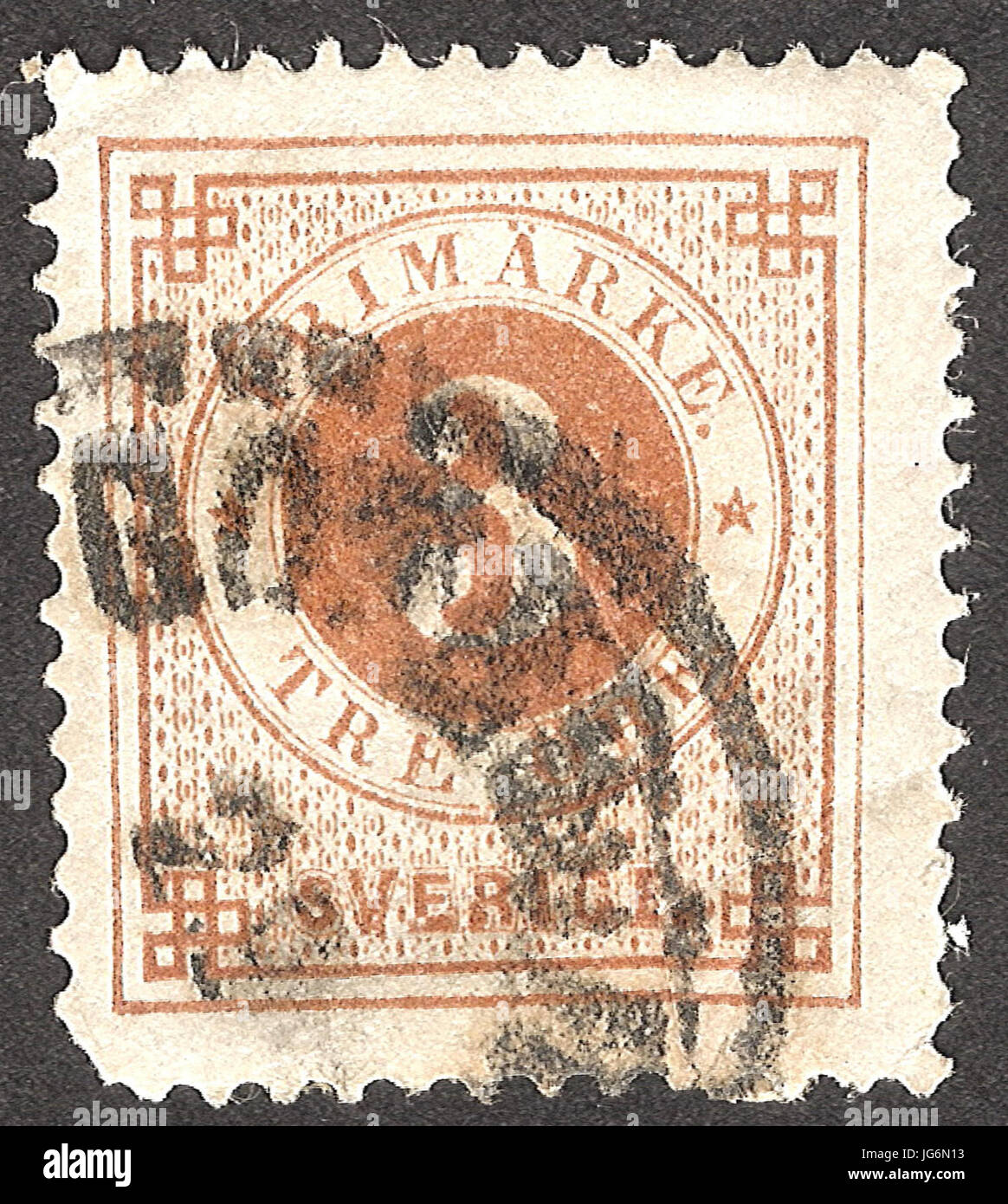 Ringtyp 3 öre brun Foto Stock
